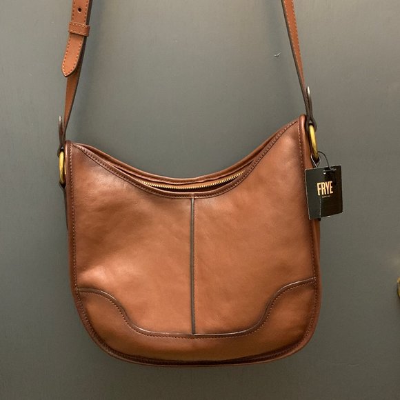 Frye Handbags - Frye Lucy Saddle Zip Top Cognac Leather Cross Body